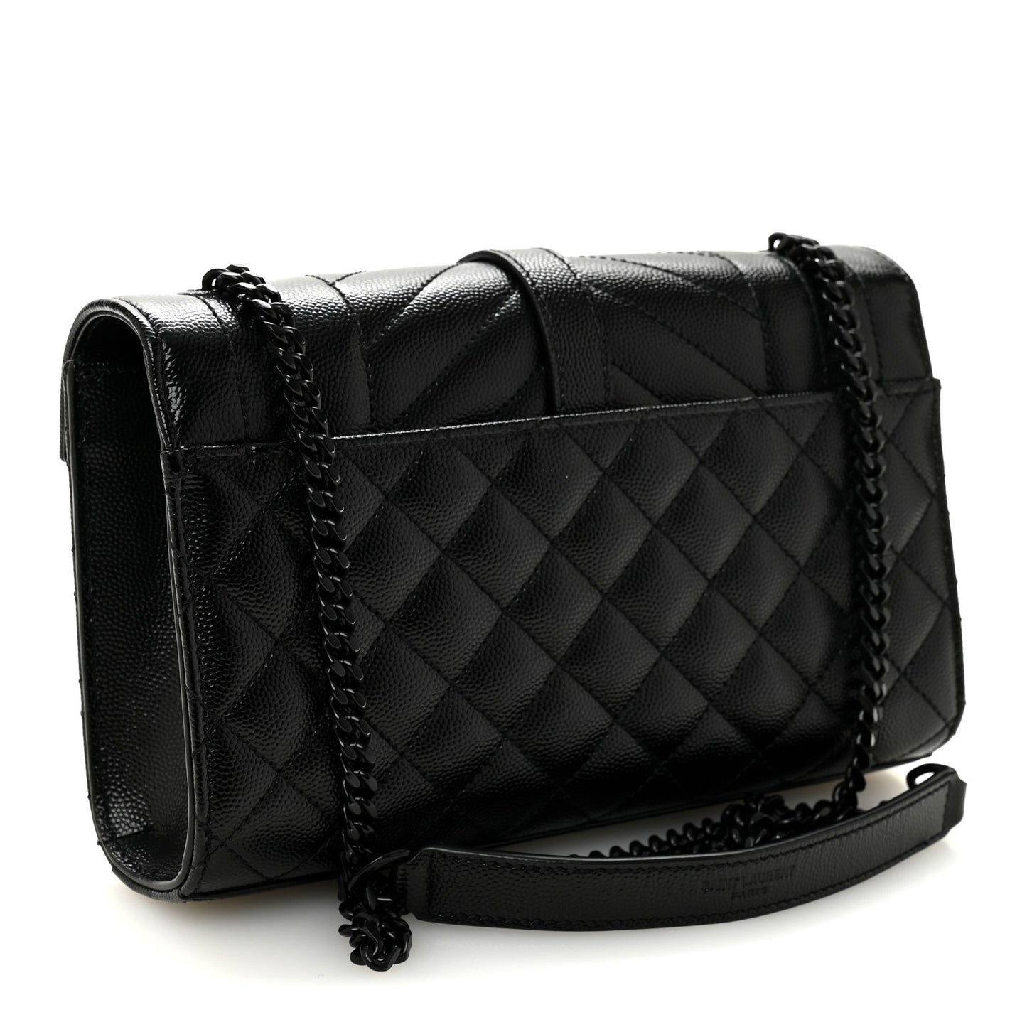 Grain De Poudre Textured Mixed Matelasse Triquilt Small Monogram Monochrome Satchel Black