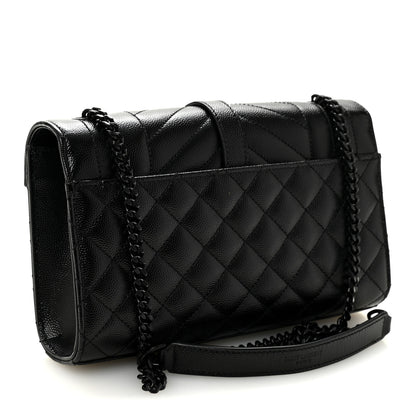 Saint Laurent Grain De Poudre Textured Mixed Matelasse Triquilt Small Monogram Monochrome Satchel Black 3 of 10