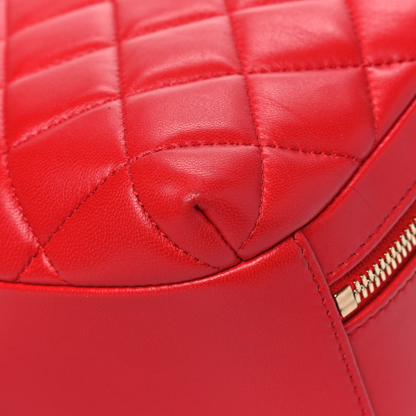 Lambskin Quilted Medium Trendy CC Bowling Bag Red
