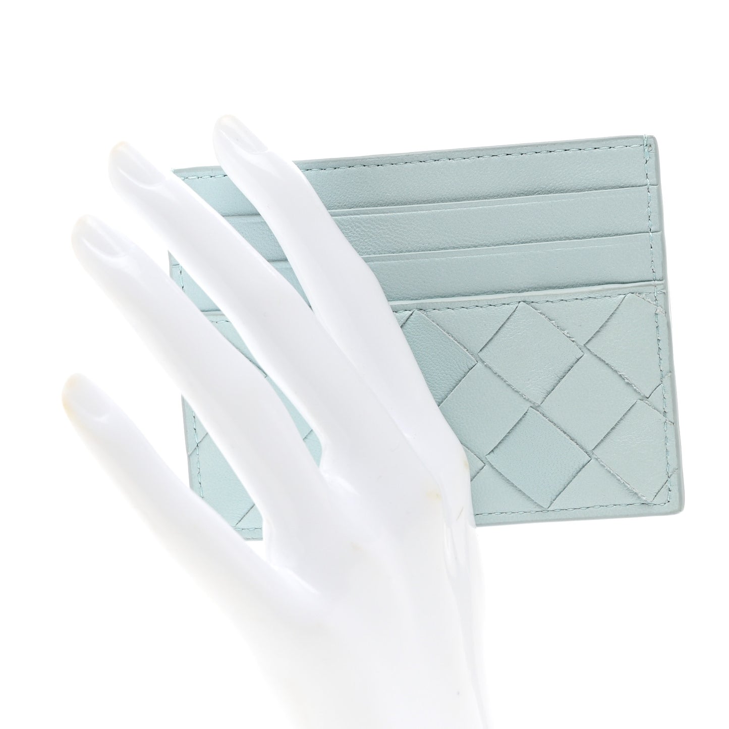Nappa Intrecciato Card Holder Light Blue