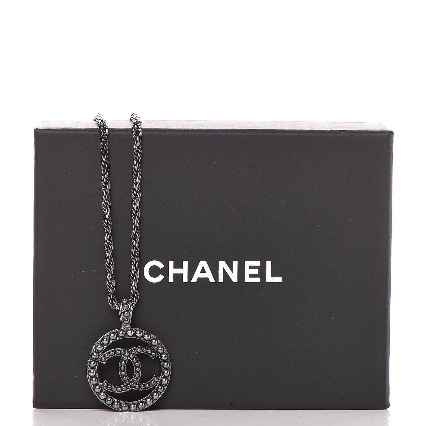 Ruthenium Pearl CC Short Necklace Dark Grey