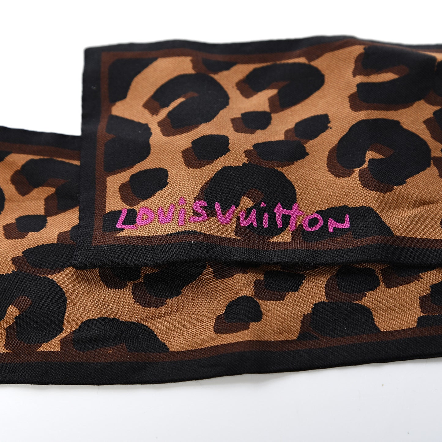 Silk Leopard Bandeau Scarf Marron