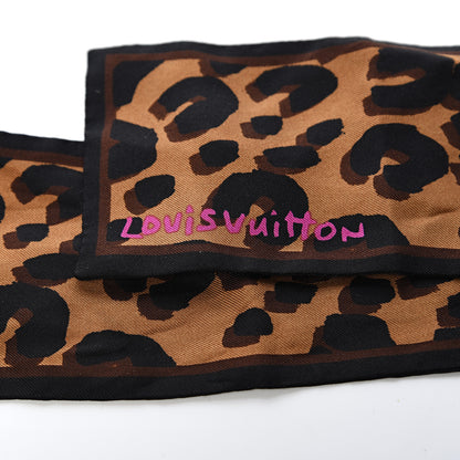 Louis Vuitton Silk Leopard Bandeau Scarf Marron 2 of 3
