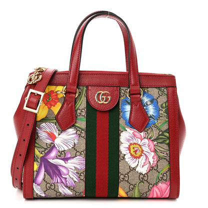 Gucci GG Supreme Monogram Flora Web Small Ophidia Tote Bag Red 1 of 10