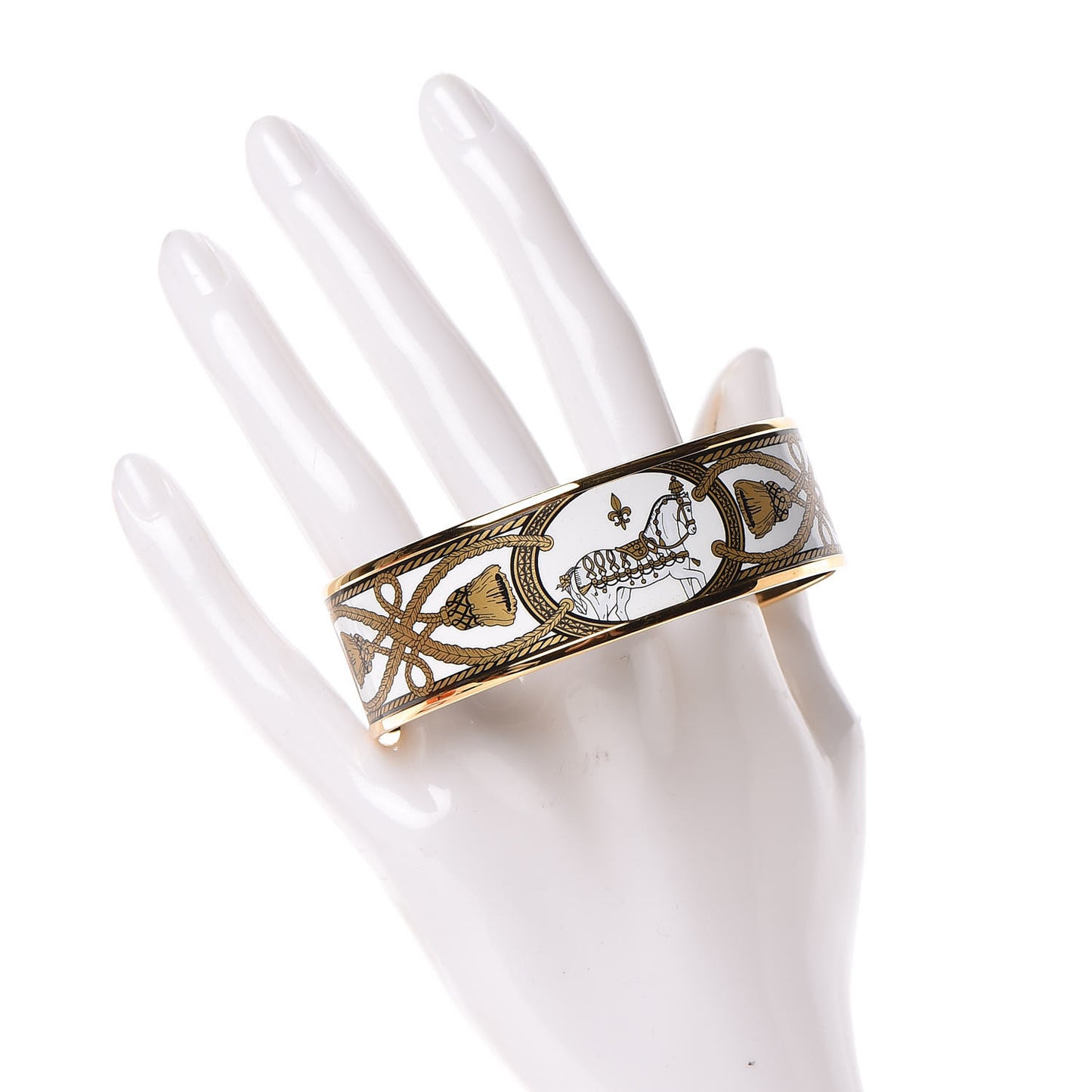 Enamel Printed Wide Grand Apparat Bracelet 70 White