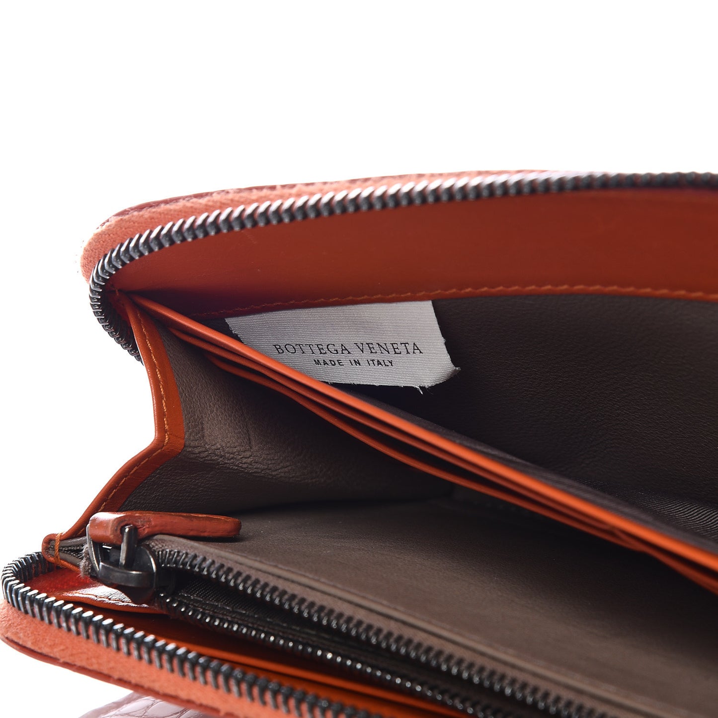 Shiny Crocodile Zip Around Wallet Orange