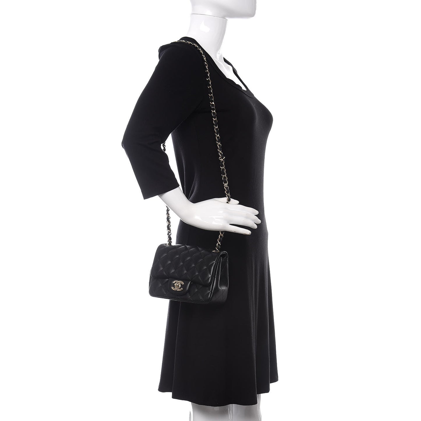 Lambskin Quilted Mini Square Flap Black