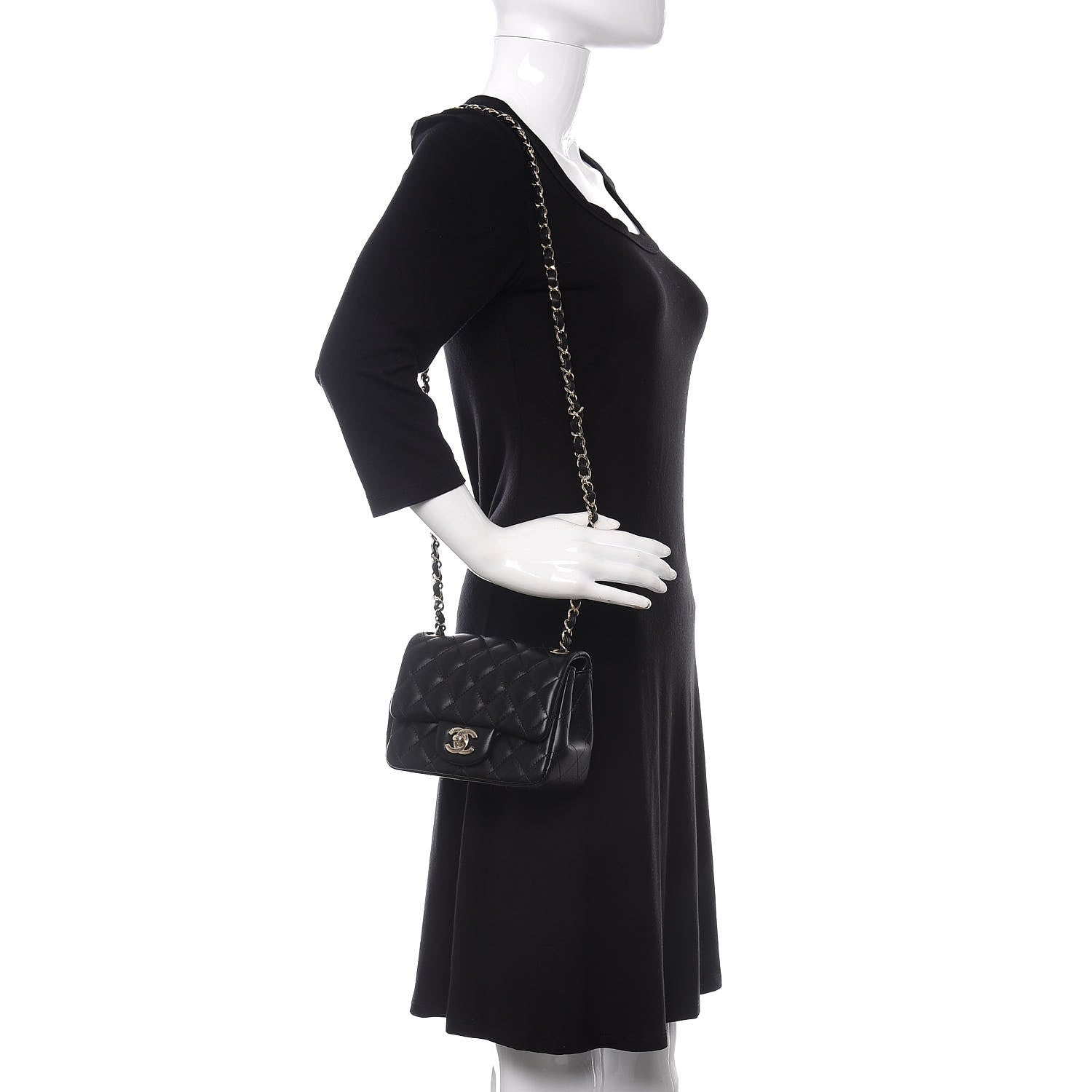 Chanel Lambskin Quilted Mini Square Flap Black 2 of 10