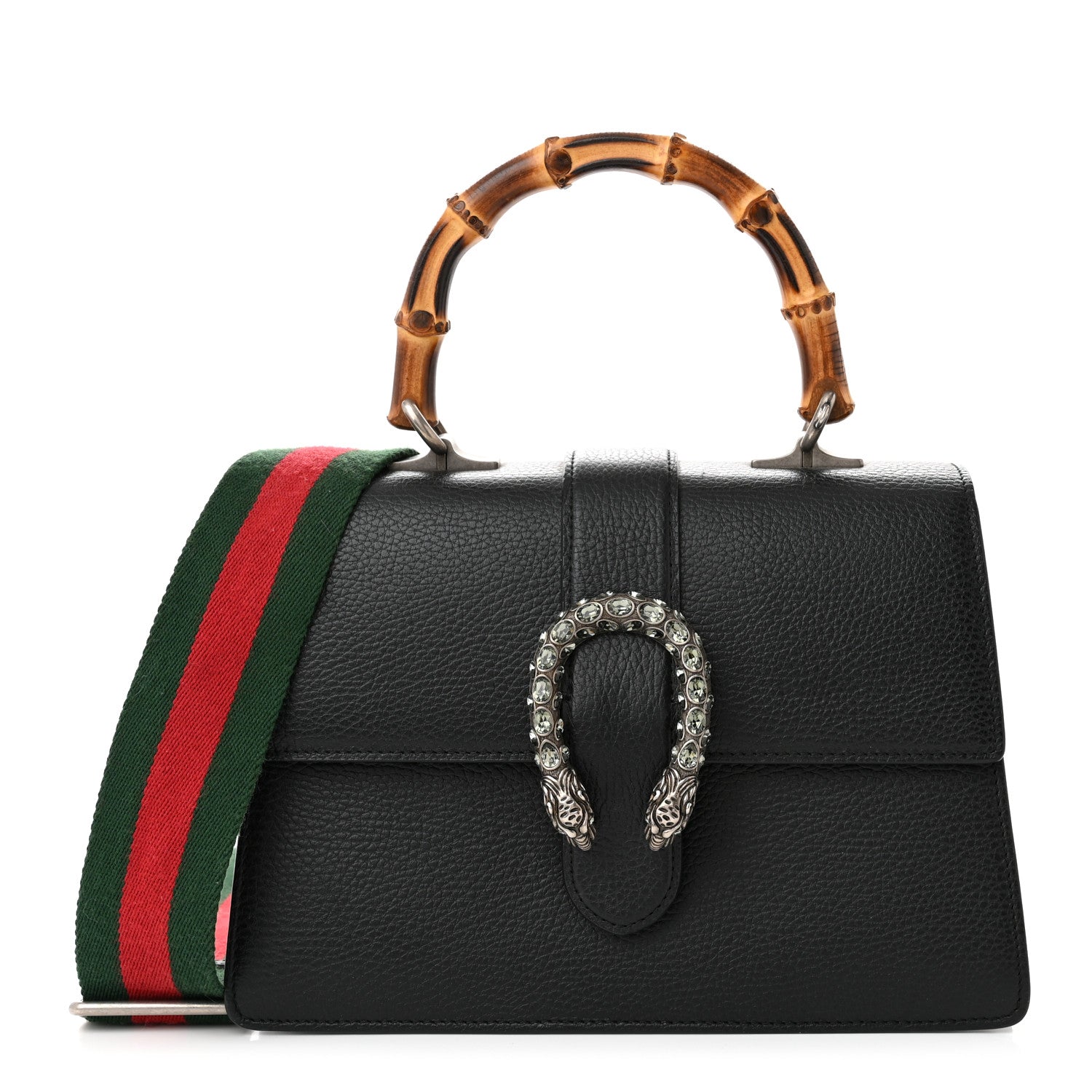 Gucci Dollar Calfskin Crystal Web Medium Dionysus Bamboo Top Handle Bag Black Black Diamond 1 of 11