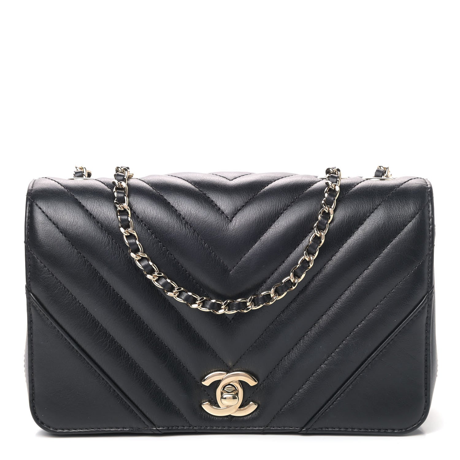 Chanel Calfskin Chevron Quilted Mini Statement Flap Black 1 of 5