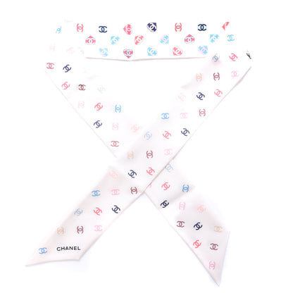 Chanel Silk Heart CC Slim Bandeau Scarf Ivory 1 of 4