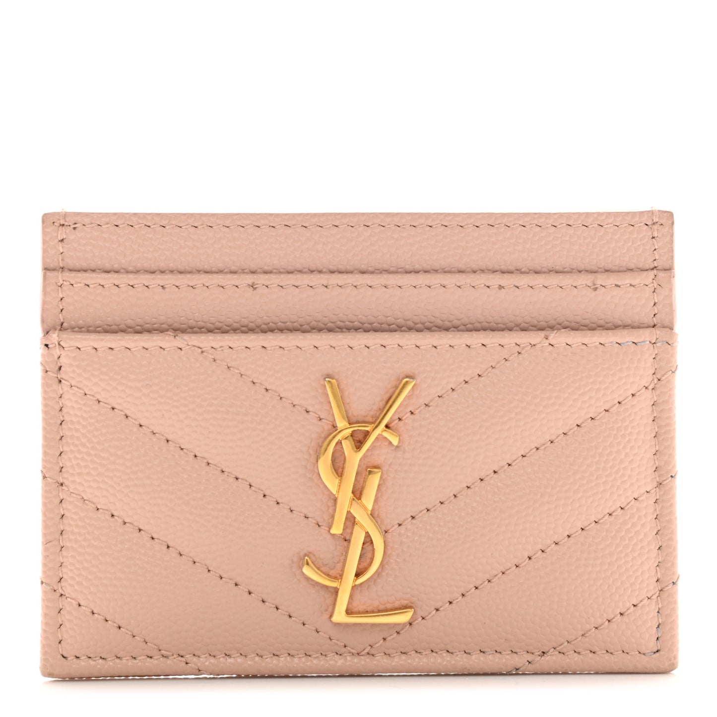 Grain De Poudre Matelasse Chevron Monogram Credit Card Case Pale Pink