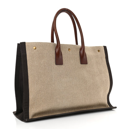 Saint Laurent Linen Calfskin Rive Gauche Tote Natural 3 of 10