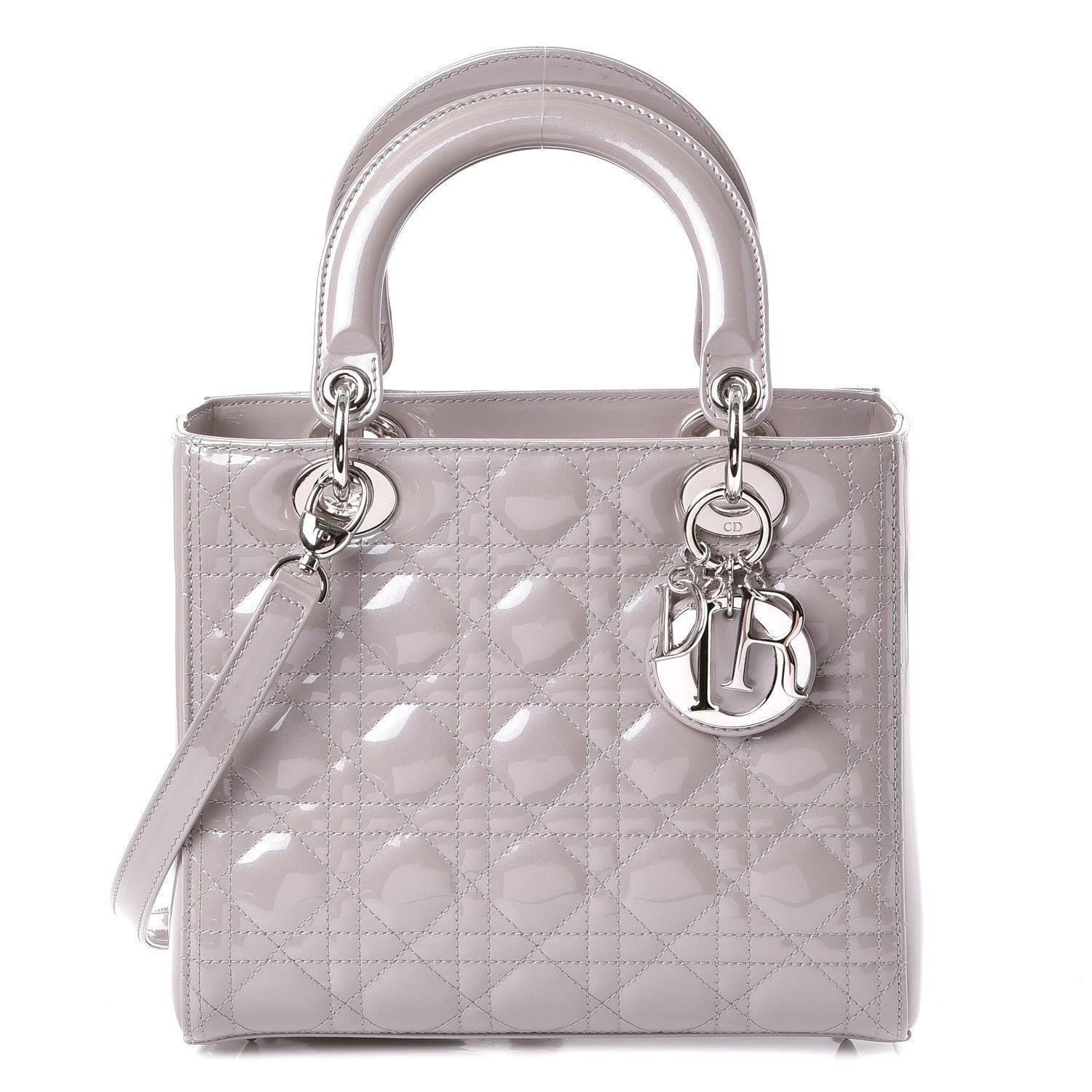 Christian Dior Pearlized Patent Cannage Medium Lady Dior Grey 1 of 7