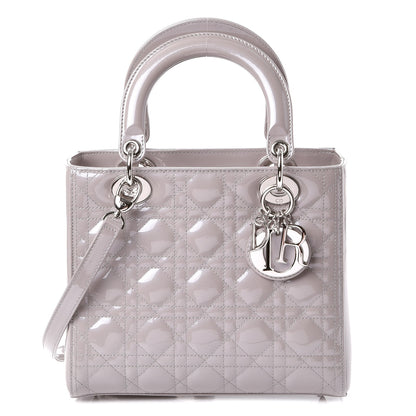 Christian Dior Pearlized Patent Cannage Medium Lady Dior Grey 1 of 7