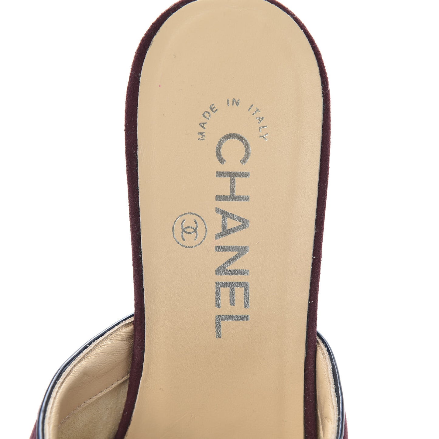 Suede Quilted Mules 38 Burgundy Navy