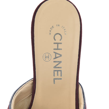 Chanel Suede Quilted Mules 38 Burgundy Navy 7 of 12