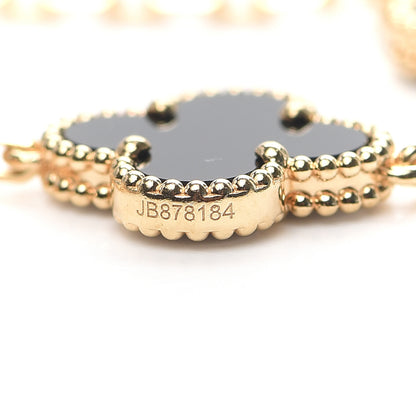 Van Cleef & Arpels 18K Yellow Gold Black Onyx 5 Motifs Vintage Alhambra Bracelet 5 of 8