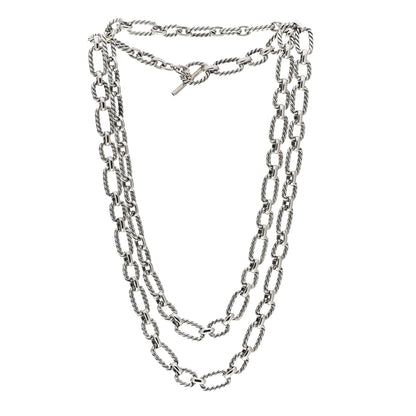 David Yurman Sterling Silver Blue Sapphire 9.5mm Cushion Link Chain Necklace 3 of 4