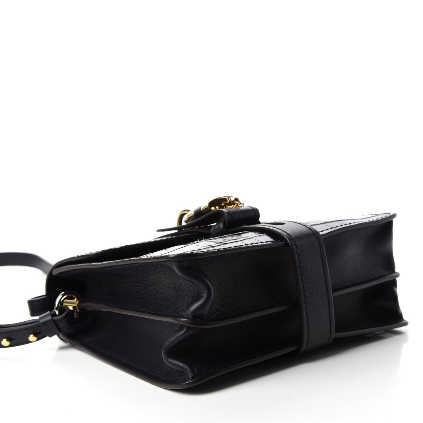 Calfskin Crocodile Embossed Small Aby Day Shoulder Bag Full Blue