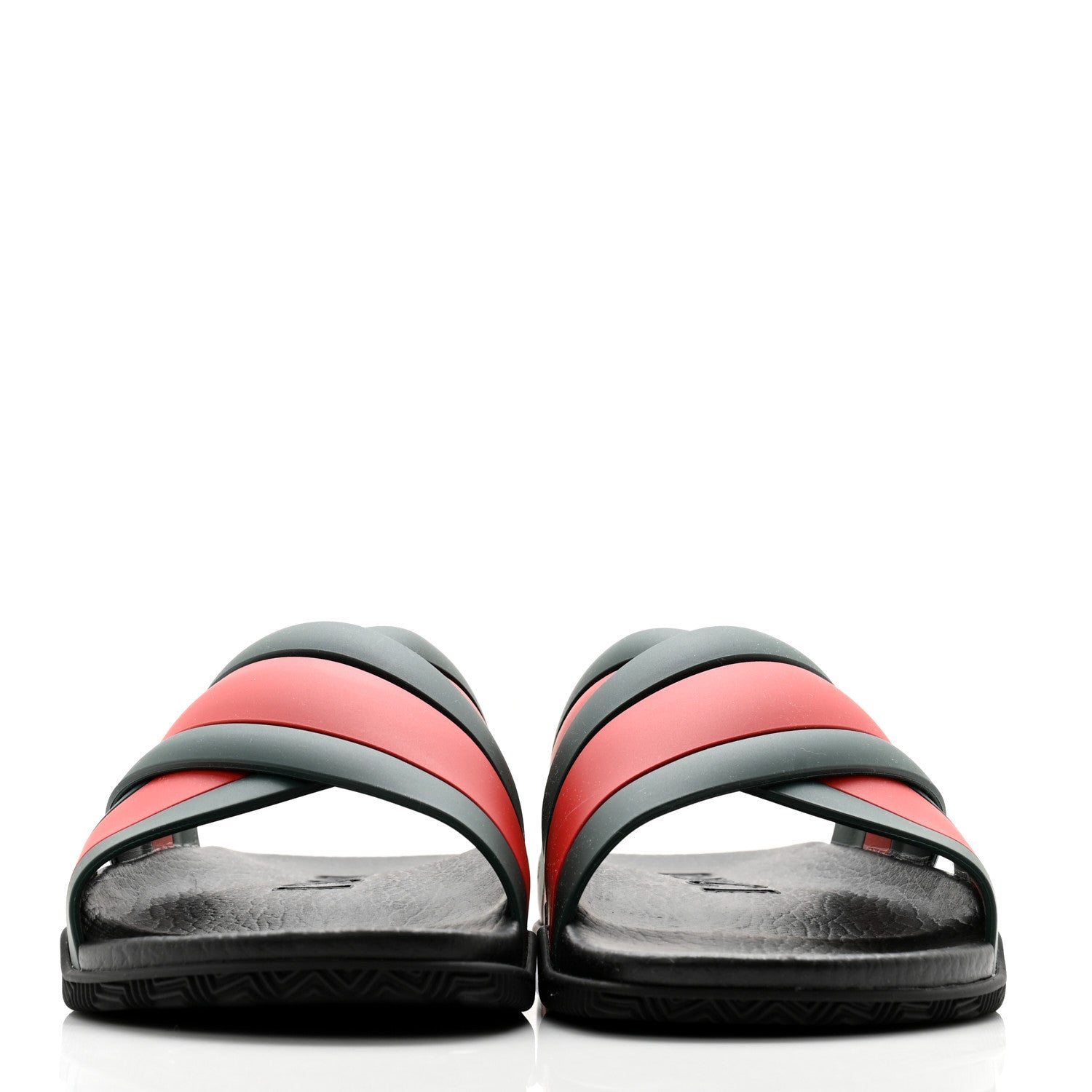 Gucci Rubber Web Womens Criss Cross Slide Sandals 40 Green Red 2 of 10