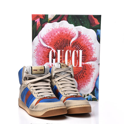 Gucci Nubuck Web Mens Screener High Top Sneakers 9 Dusty Milk Bright Splash 11 of 11