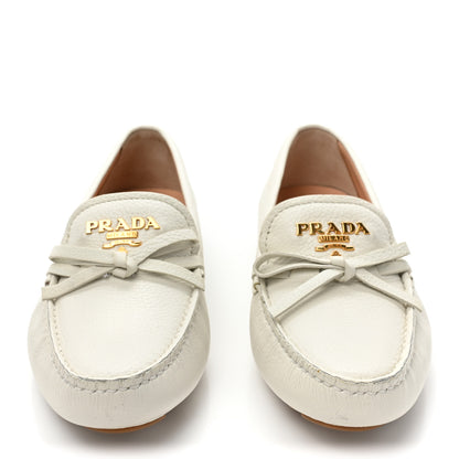 Prada Calfskin Bow Driving Loafer 36 White 2 of 13