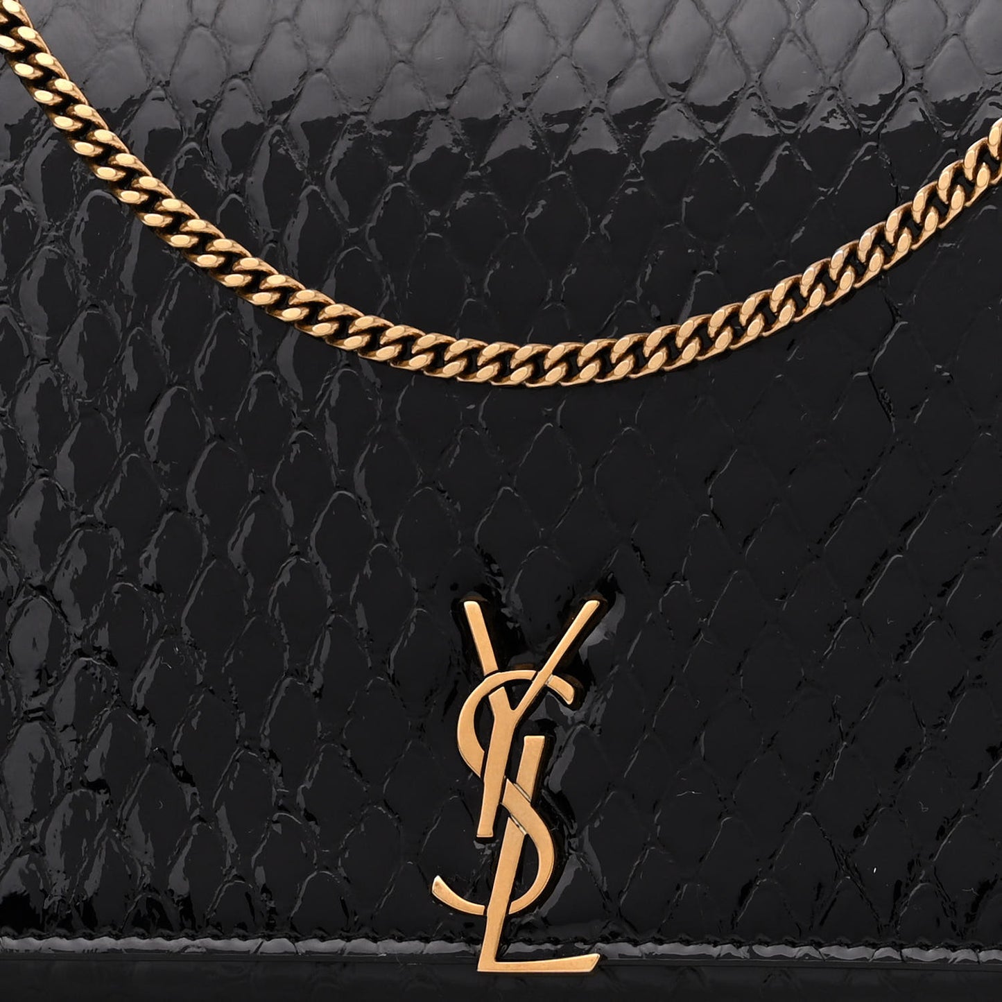 Embossed Monogram Chain Wallet Black