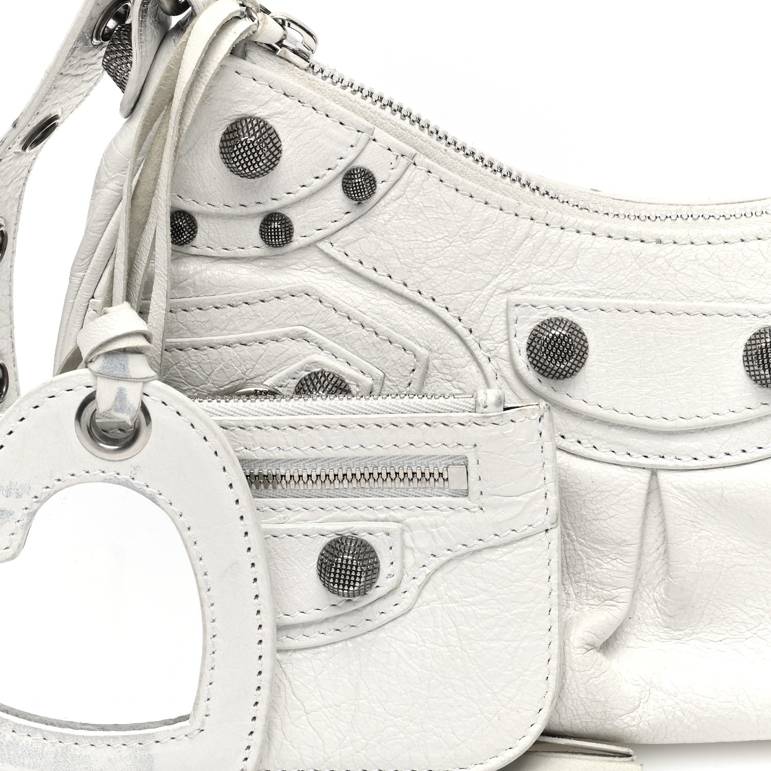 Balenciaga Agneau Arena Crystal Le Cagole Shoulder Bag XS Optic White 9 of 18