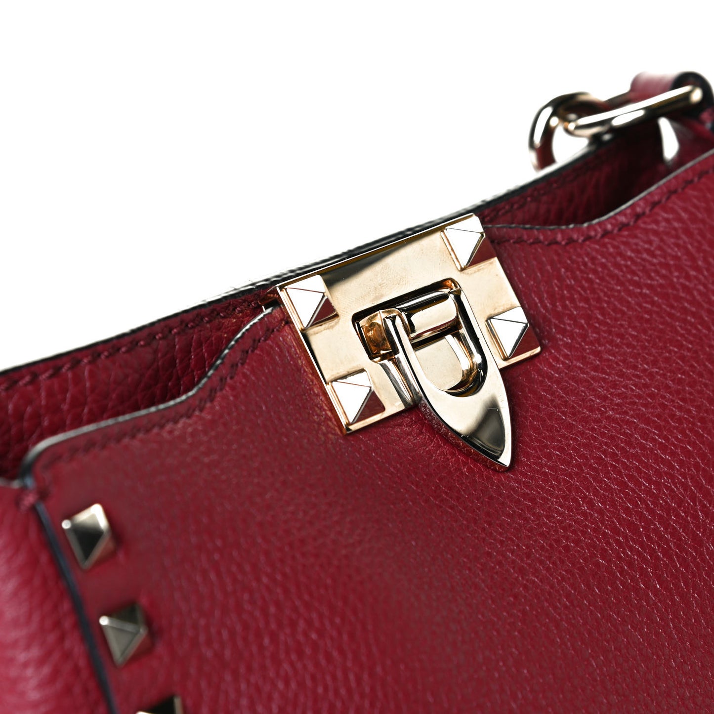 Pebbled Calfskin Mini Rockstud Flip-Lock Messenger Bag Rubino