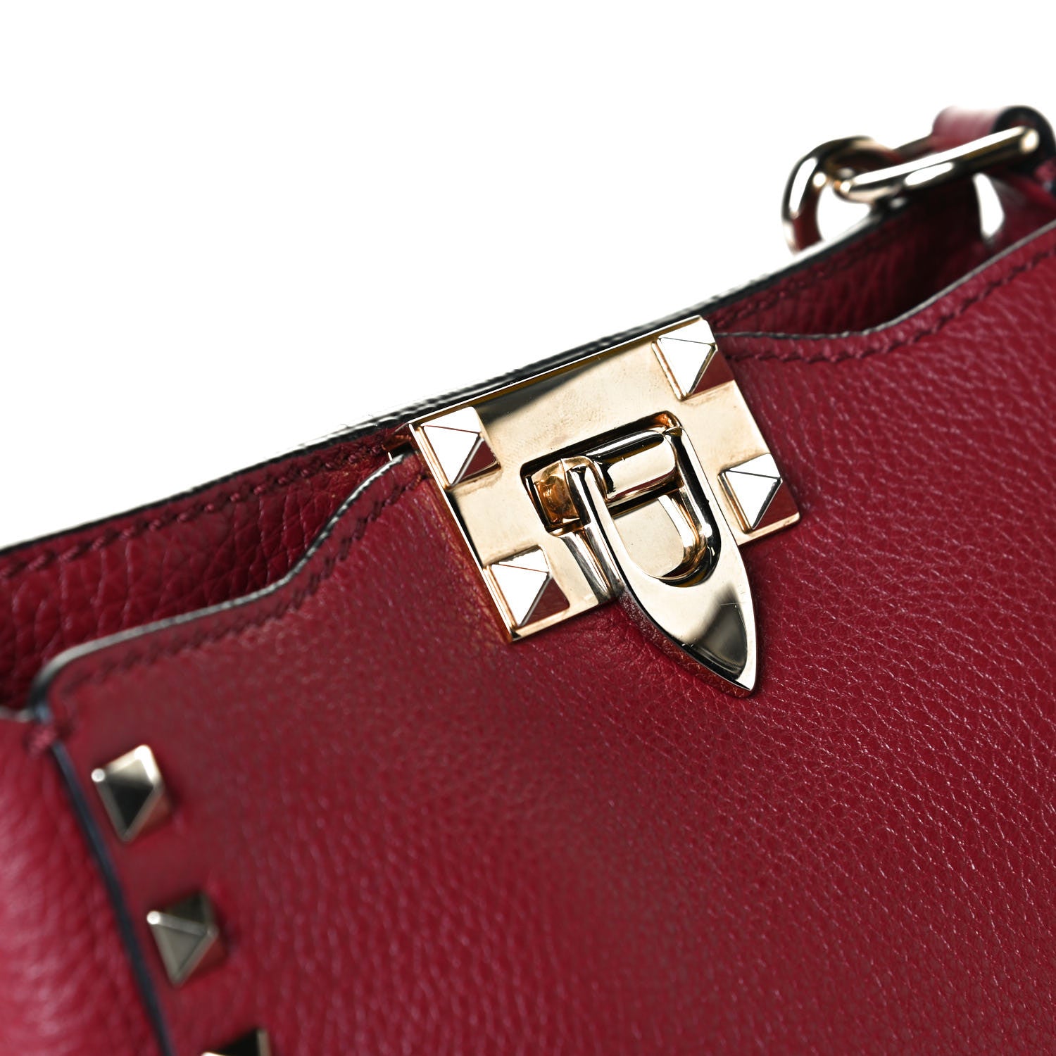 Valentino Garavani Pebbled Calfskin Mini Rockstud Flip-Lock Messenger Bag Rubino 7 of 8