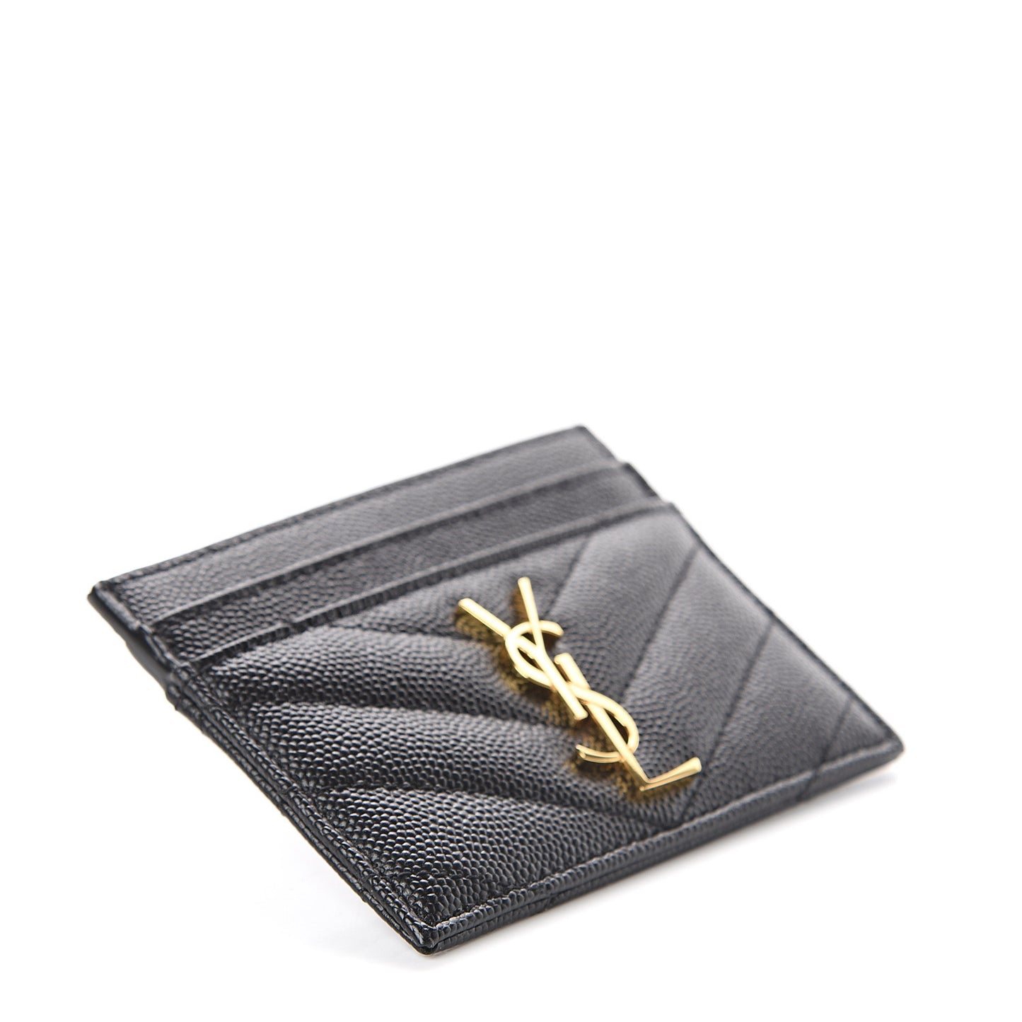 Grain De Poudre Matelasse Chevron Monogram Credit Card Case Black