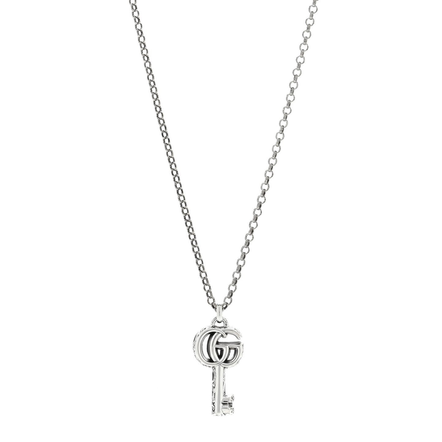 Sterling Silver Double G Key Pendant Necklace
