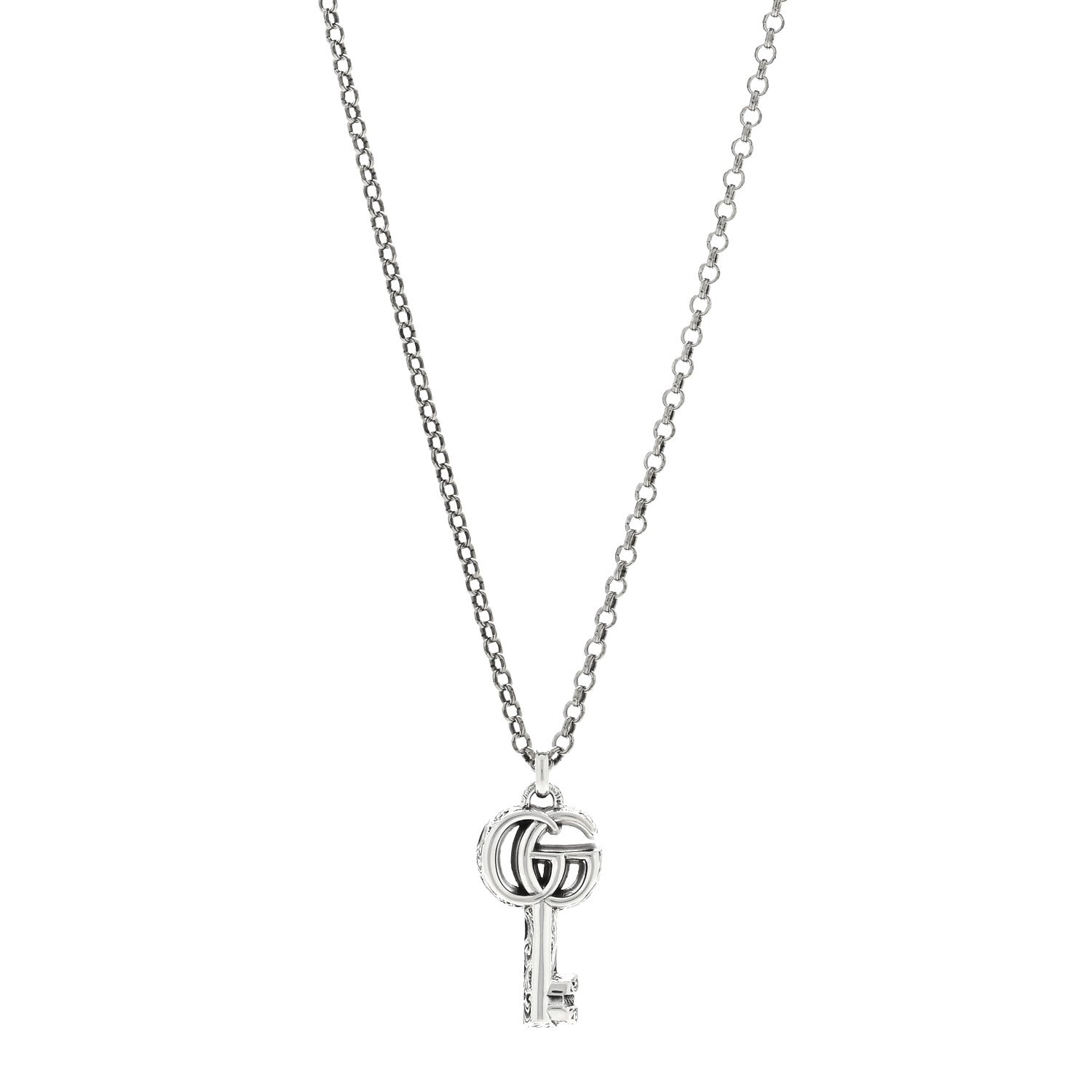 Gucci Sterling Silver Double G Key Pendant Necklace 1 of 4