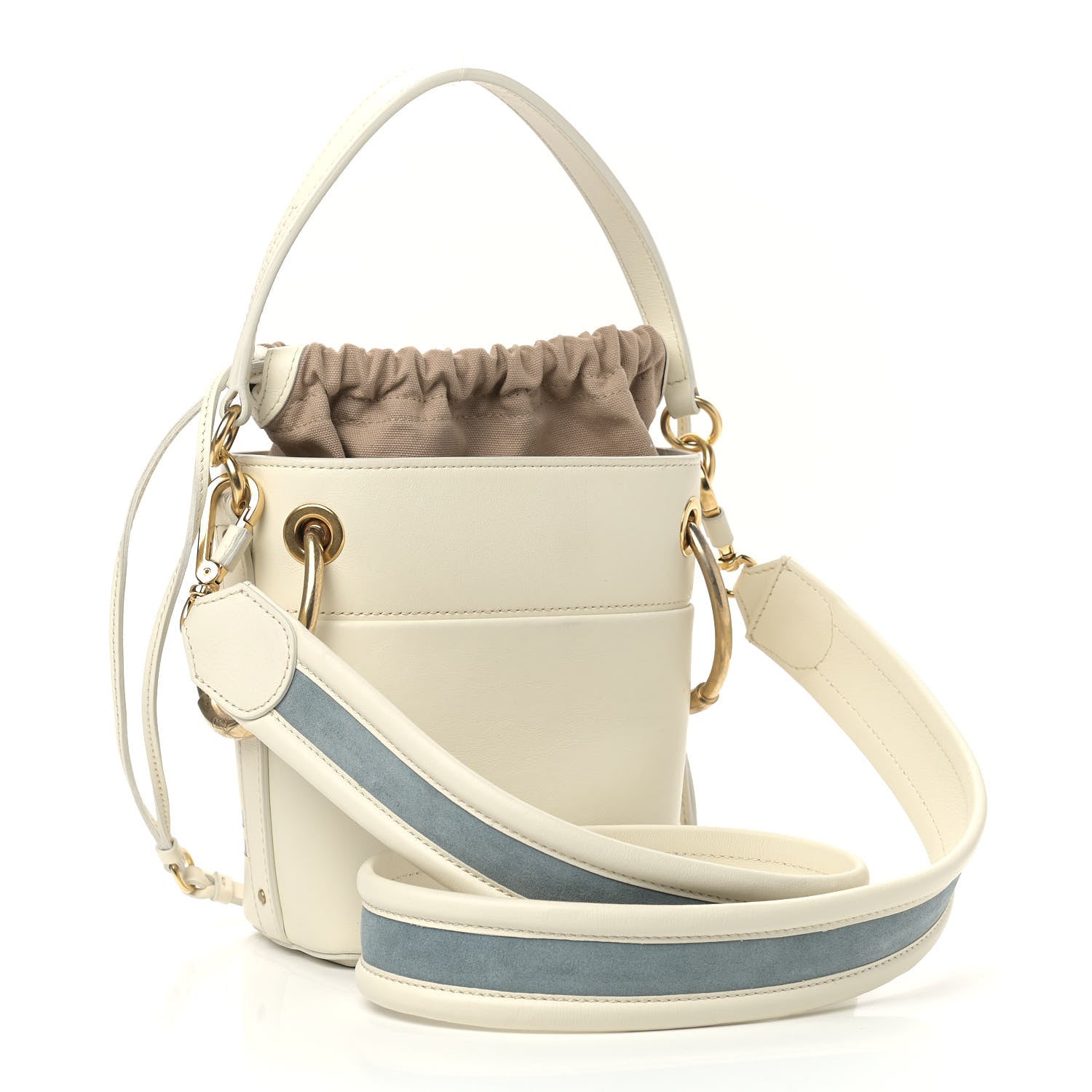 Chloe Smooth Calfskin Logo Mini Roy Bucket Bag Natural White 2 of 9
