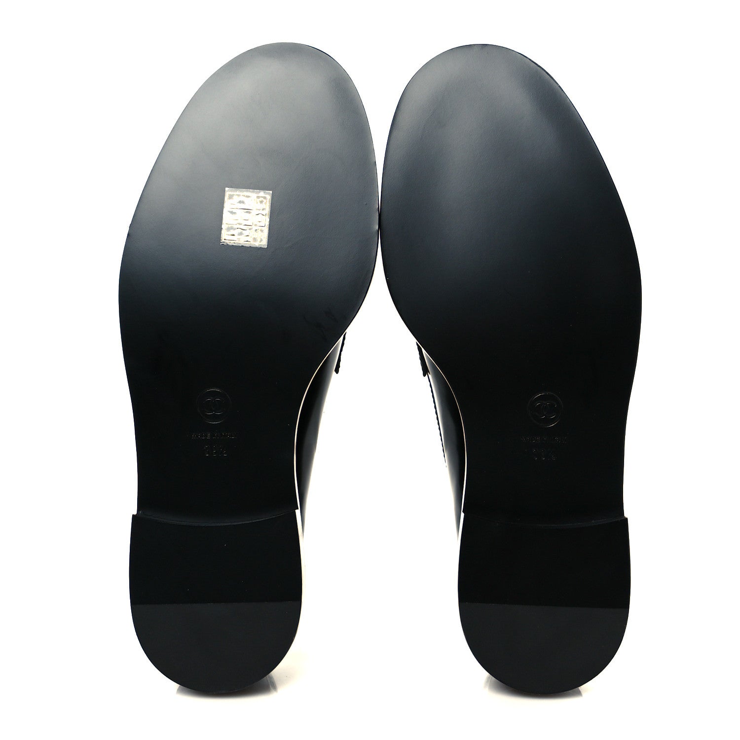 Chanel Shiny Calfskin Pearl CC Loafers 39.5 Black 6 of 9
