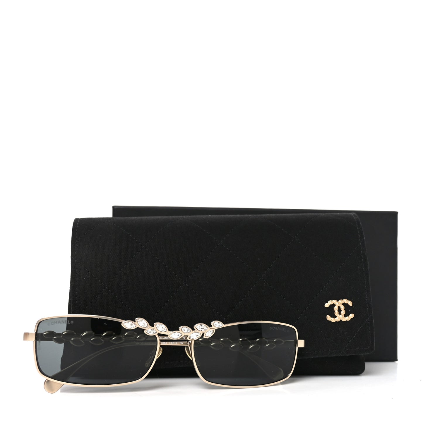 Metal Crystal Sparkling Wheat Rectangle Sunglasses 71584 Gold