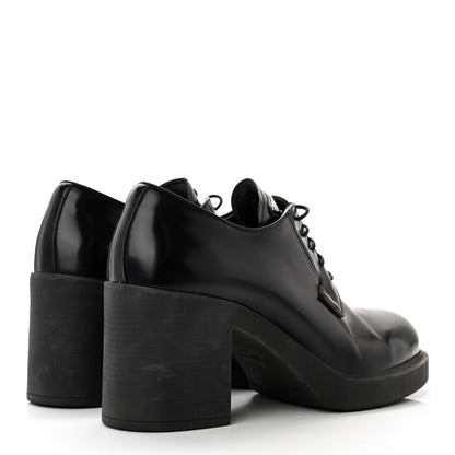 Prada Spazzolato Metal Triangle Logo Lace Up 85mm Loafers 40 Black 4 of 13