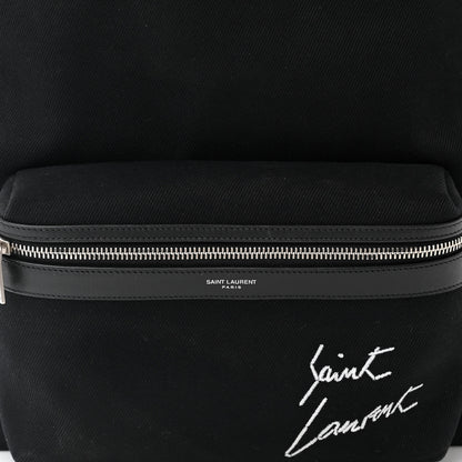 Saint Laurent Canvas Signature Embroidered City Backpack Black 8 of 10