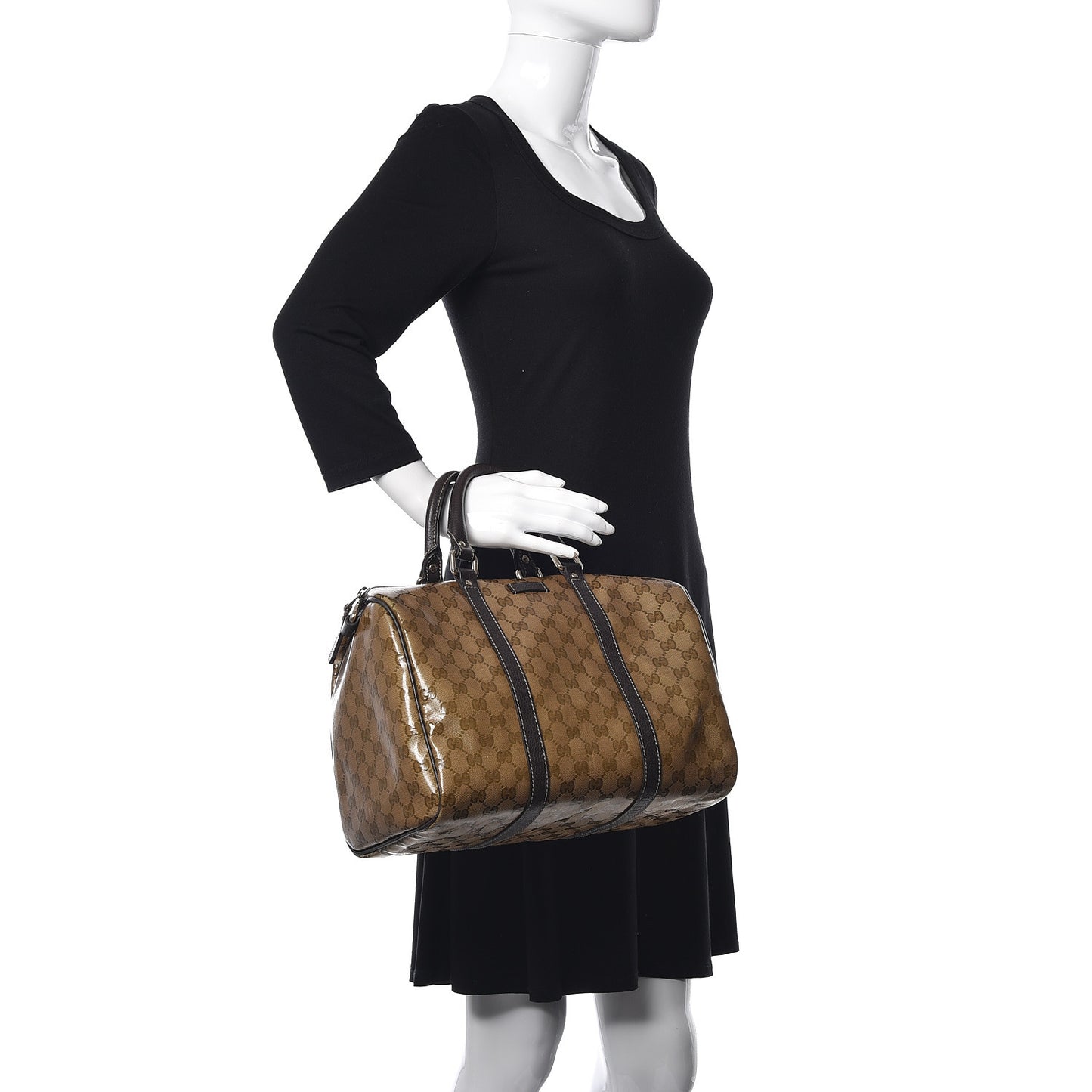 Crystal Monogram Medium Joy Boston Dark Brown