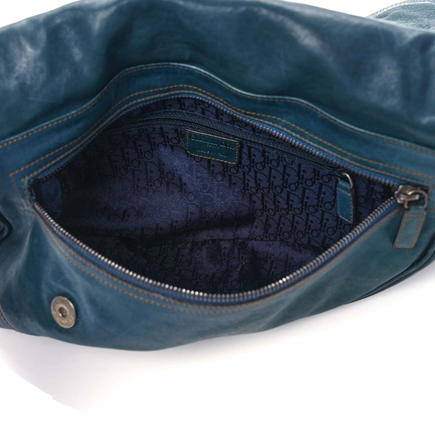 Christian Dior Calfskin Medium Gaucho Double Saddle Bag Dark Blue 4 of 14