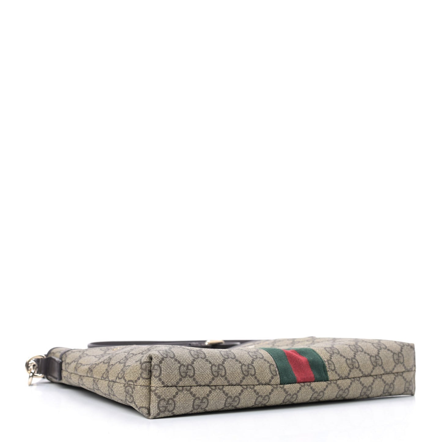 GG Monogram Web Flat Messenger Floral Bag Dark Brown