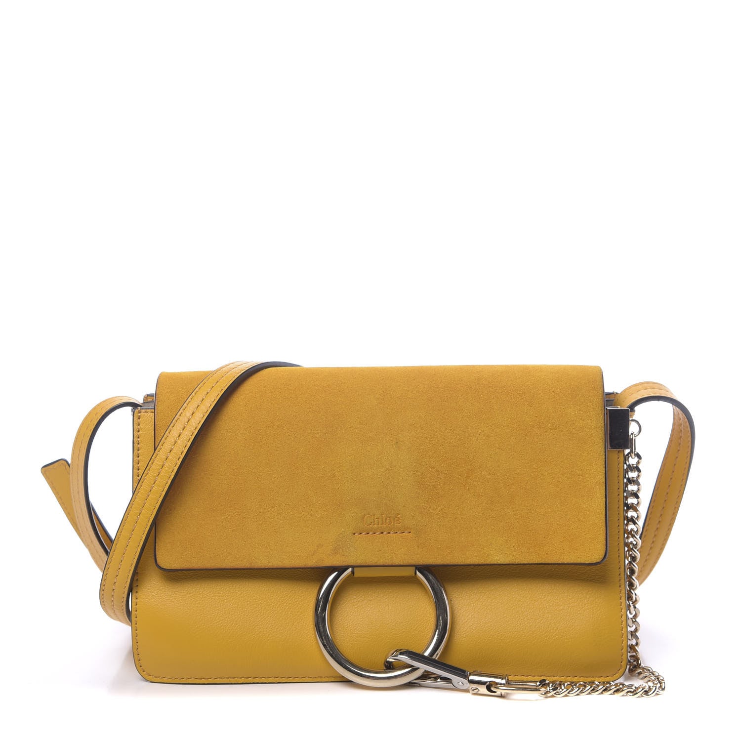 Chloe Suede Calfskin Small Faye Shoulder Bag Dusty Yellow 1 of 12