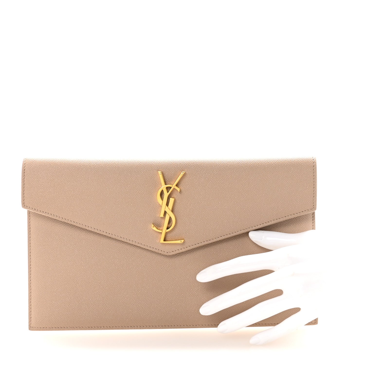 Saint Laurent Grain De Poudre Uptown Pouch Dark Beige 2 of 6