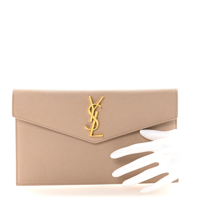 Saint Laurent Grain De Poudre Uptown Pouch Dark Beige 2 of 6