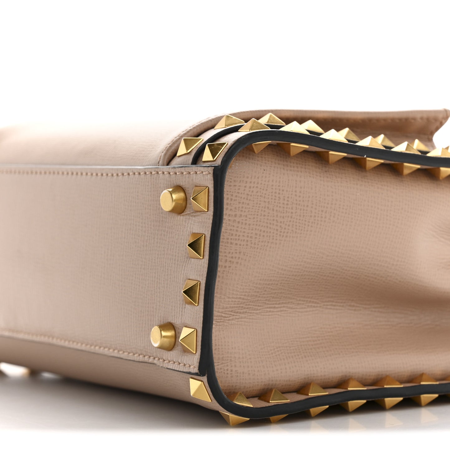 Vitello Small Rockstud Alcove Top-Handle Bag Rose Cannelle