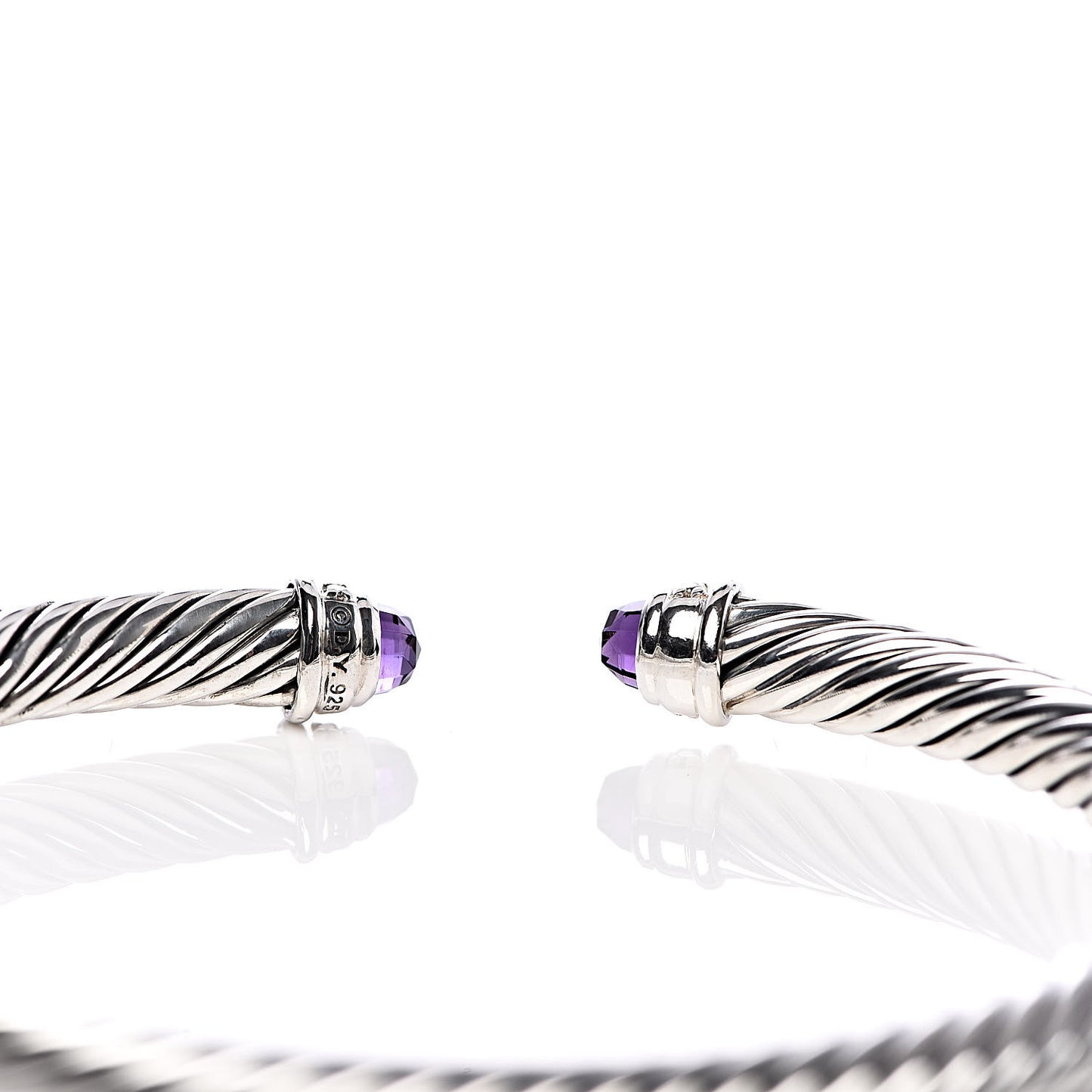 Sterling Silver Diamond Amethyst 5mm Cable Classics Bracelet