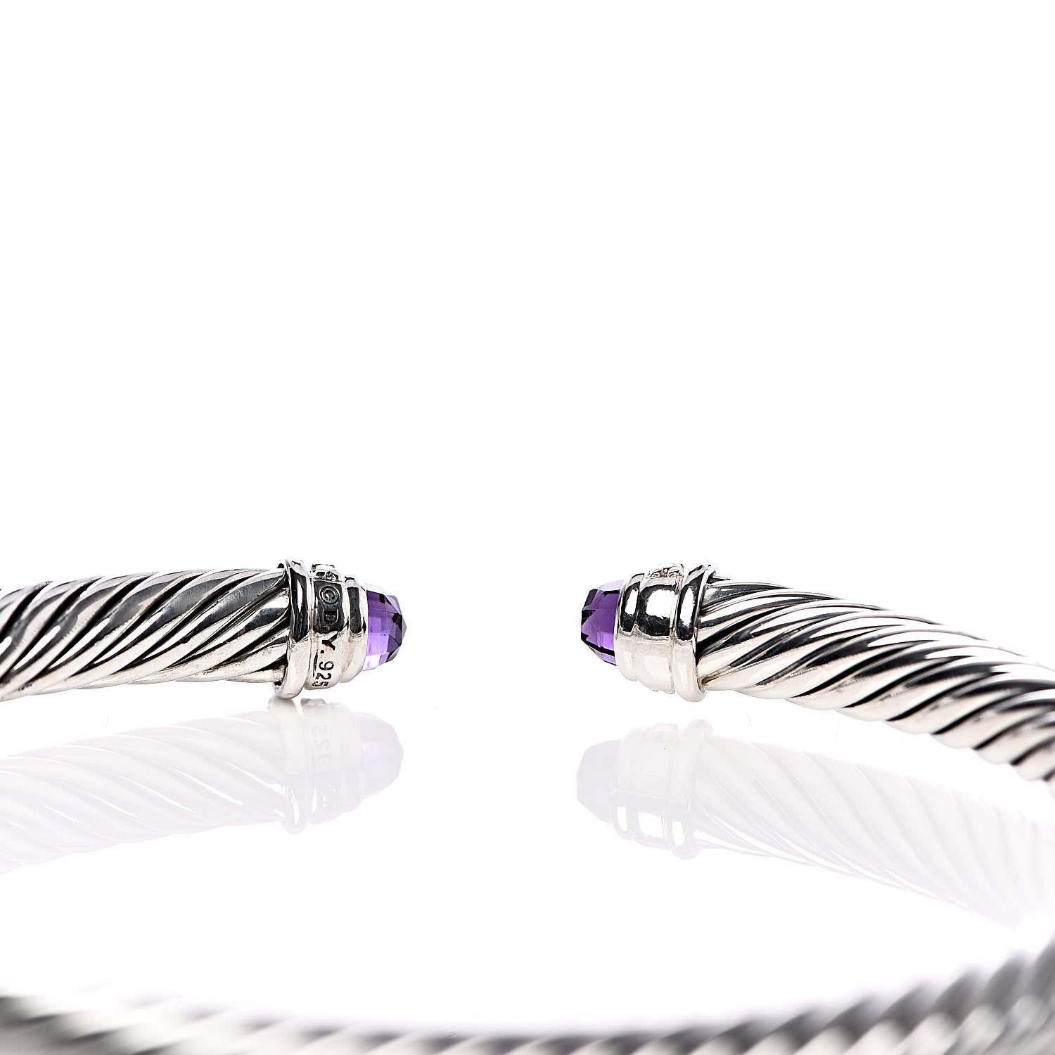 David Yurman Sterling Silver Diamond Amethyst 5mm Cable Classics Bracelet 4 of 4