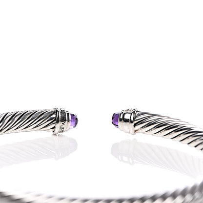 David Yurman Sterling Silver Diamond Amethyst 5mm Cable Classics Bracelet 4 of 4