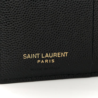 Saint Laurent Grain De Poudre Matelasse Chevron Monogram Zipped Card Case Black 6 of 6